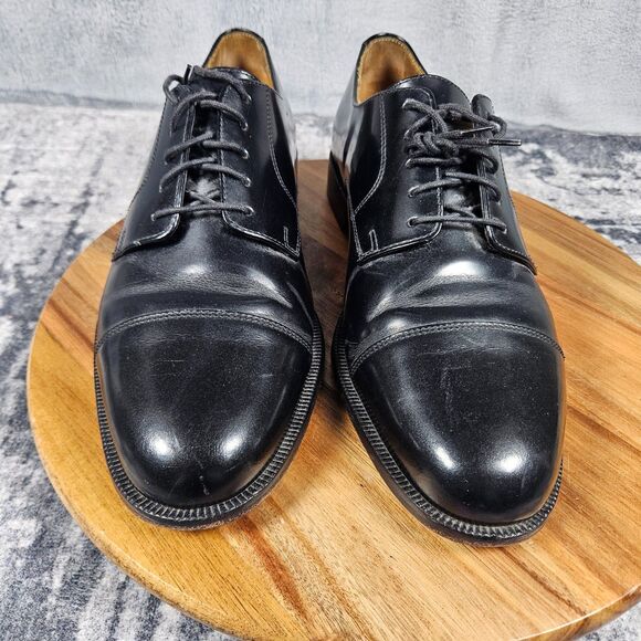 Cole Haan Mens Caldwell Oxford Size 10 D Black Leather Cap Toe Derby Dress Shoes main image 5